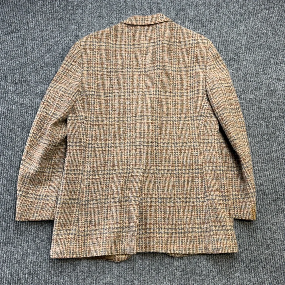 VTG Filenes Tweed Blazer Mens 40 Brown Plaid Wool Sport Coat Jacket Old Money